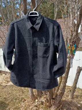 Banana Republic Black/Gray Button-Up Jacket Herringbone Long Sleeves Mens Large
